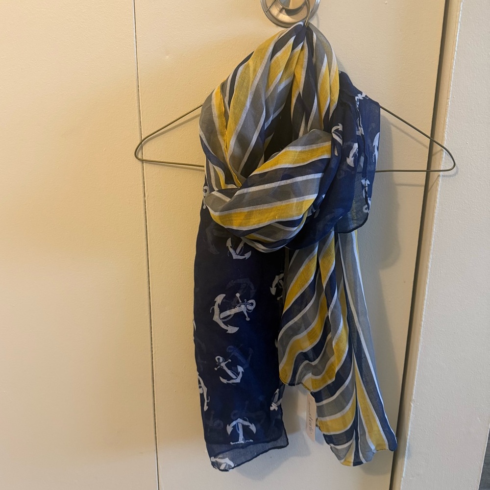 Charming Charlie Striped Anchor Scarf
